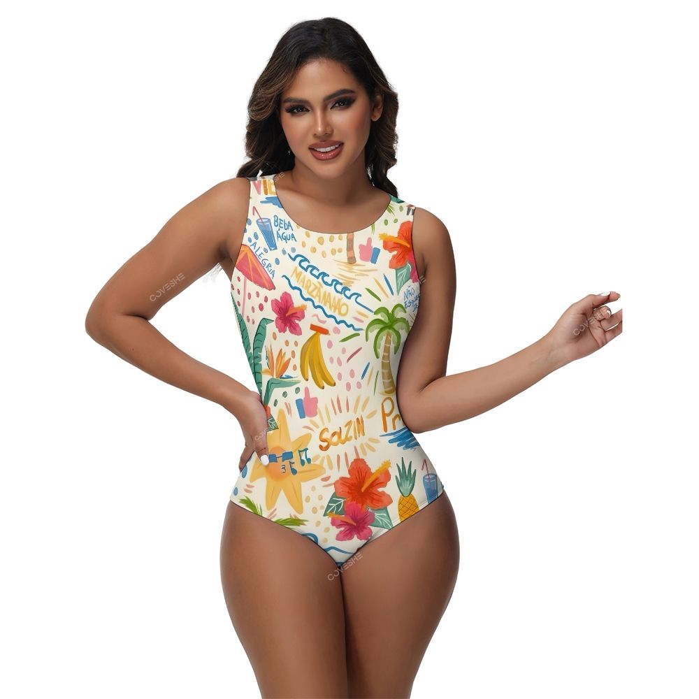 Colorful Beach Graffiti One-Piece Swimsuit
