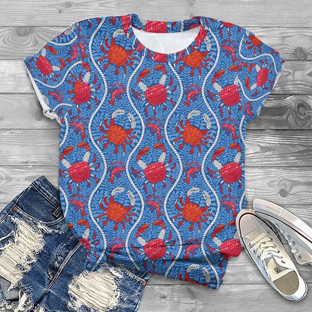 Women's Casual Retro Crab Printed Pants