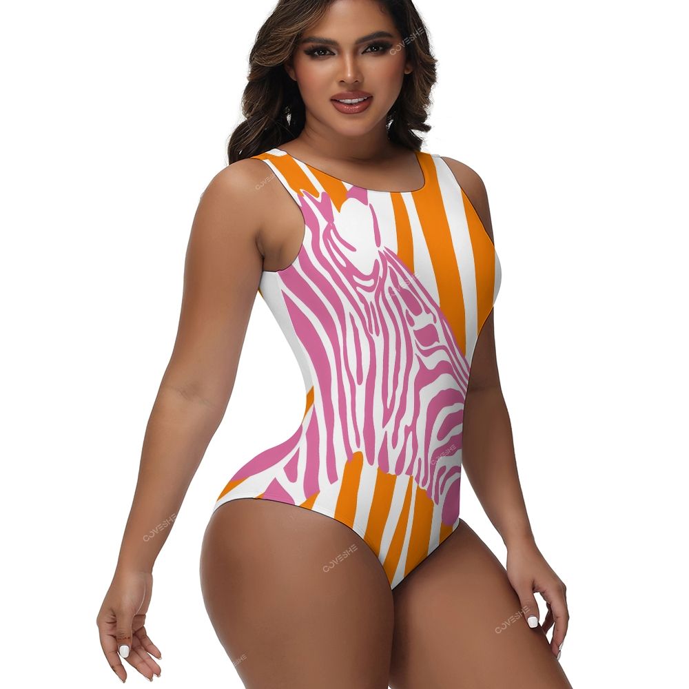 Colorful Zebra Printed One-Piece Swimsuit