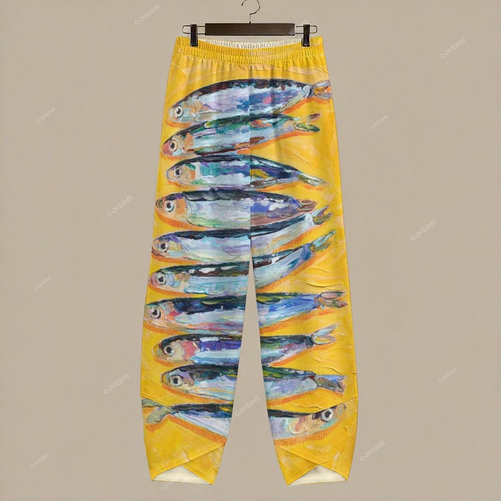 Women's Casual Artistic Sardines Printed Pants