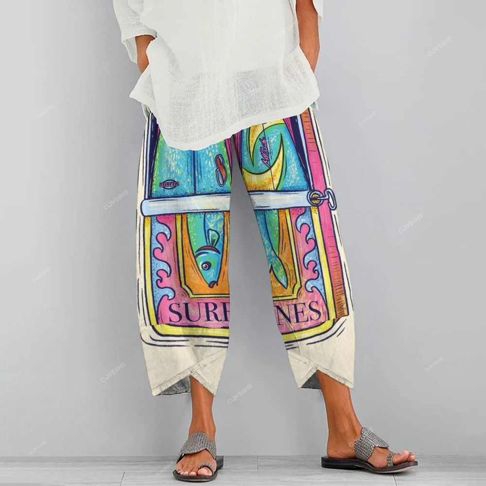 Women's Casual Colorful Sardines Printed Pants