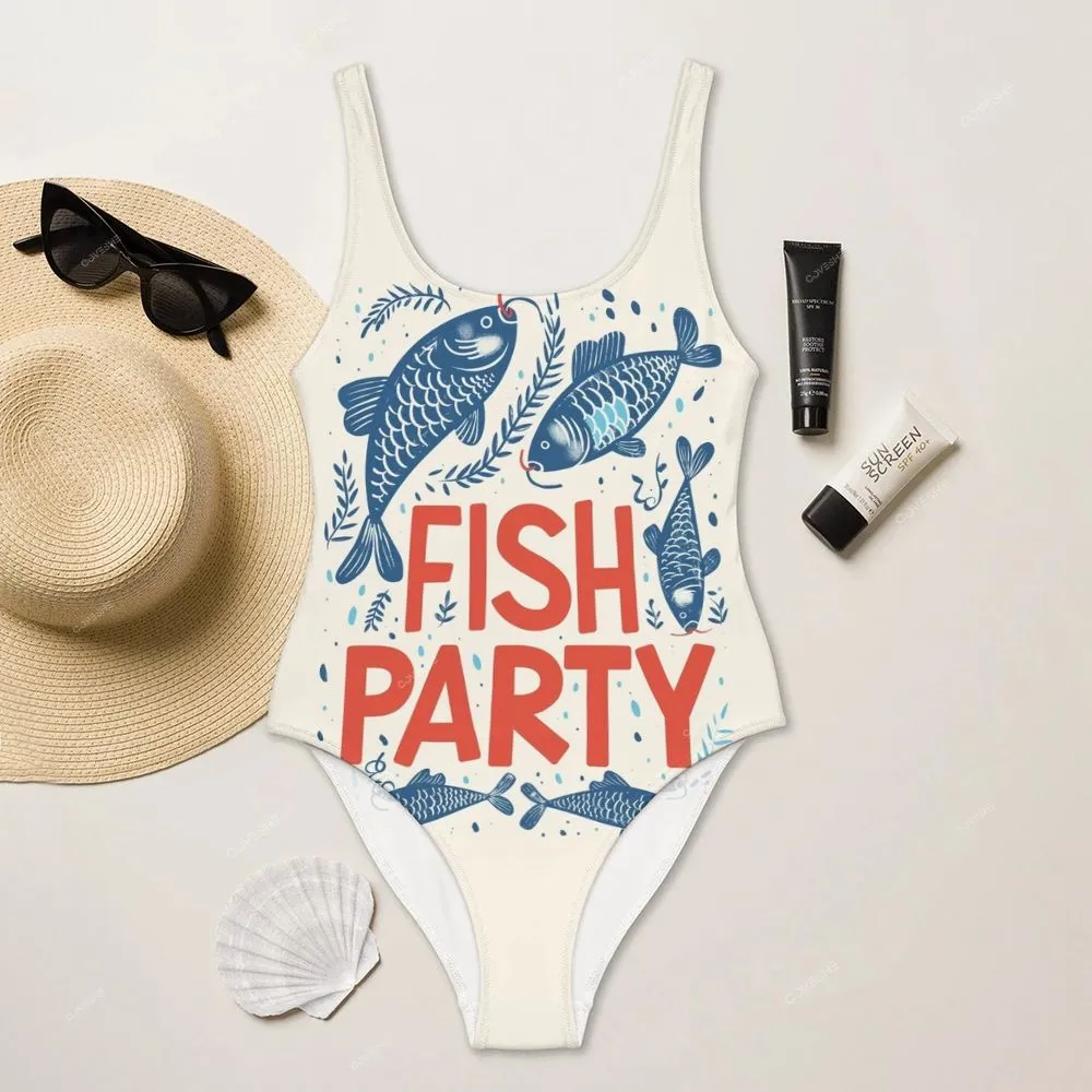 Women's Fish Party Printed Flowy Dress