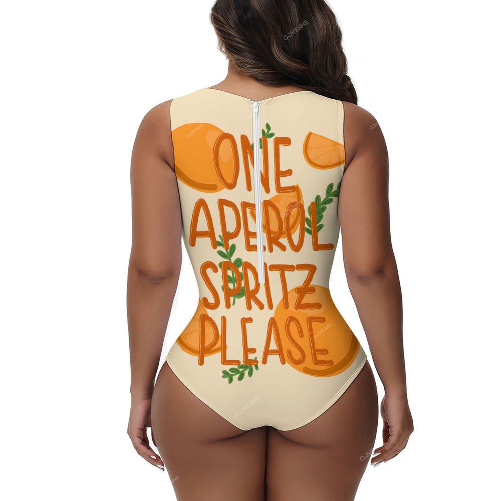 Aperol Spritz Printed One-Piece Swimsuit
