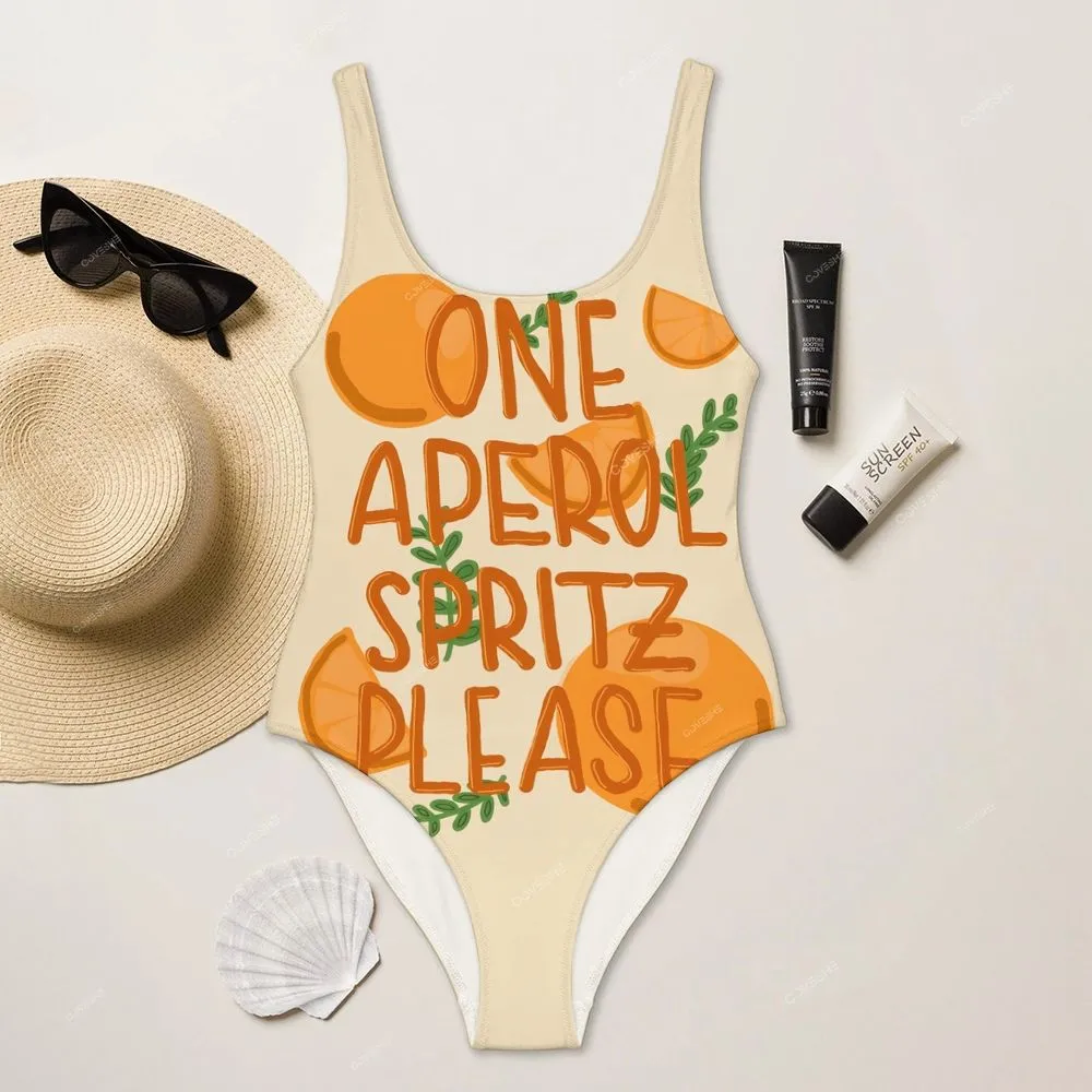 Aperol Spritz Printed One-Piece Swimsuit