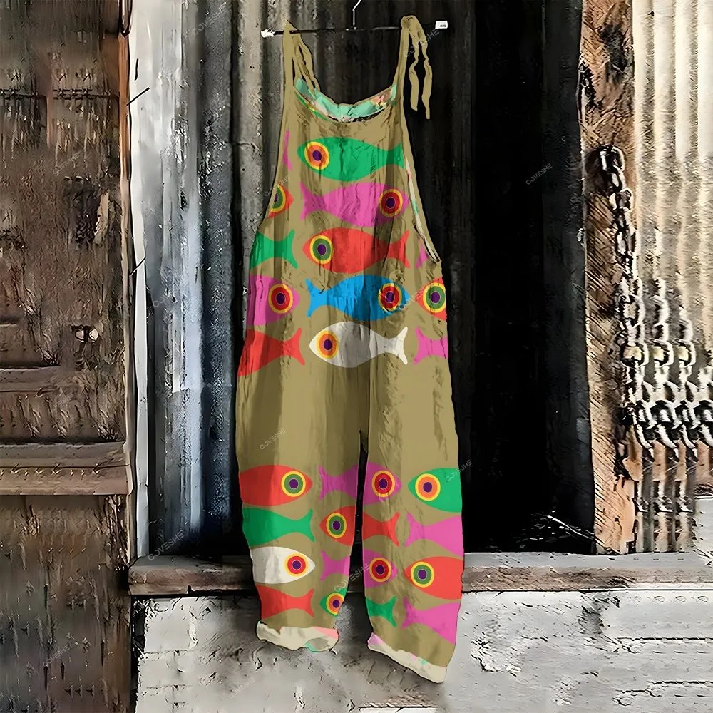 Women's Casual Colored Fish Printed Pants