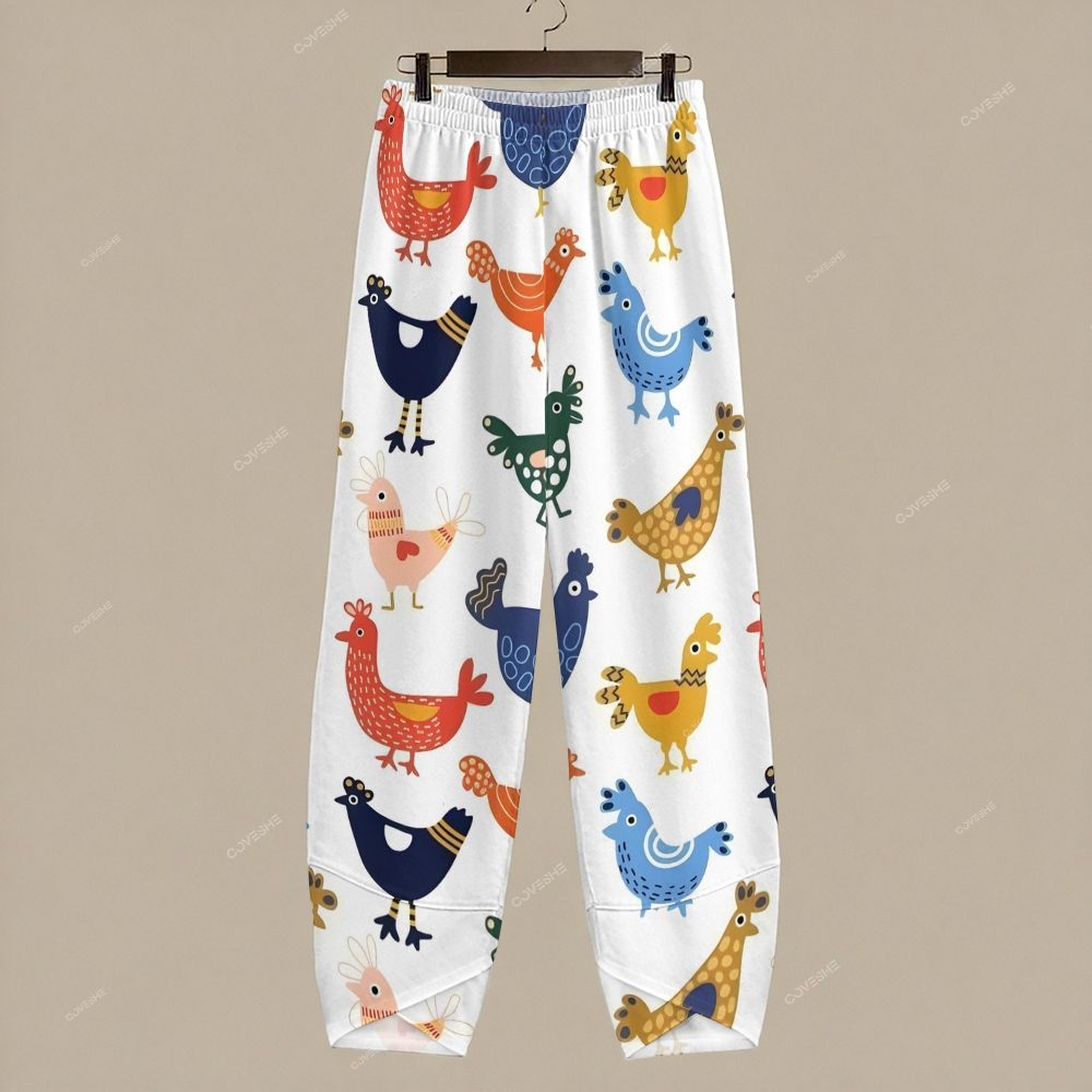 Women's Casual Cartoon Art Chicken Printed Pants