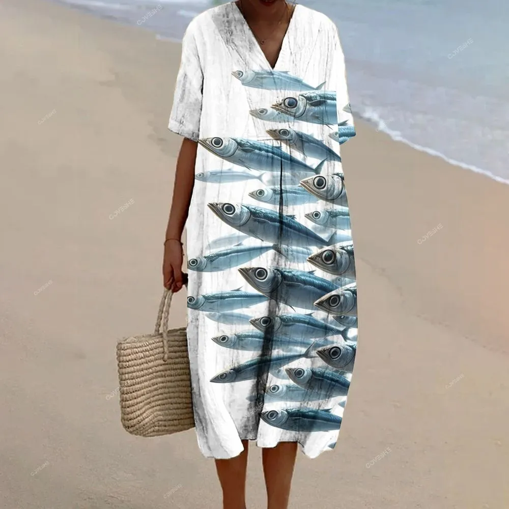 Women's Deep Sea Fish Art Print Dress