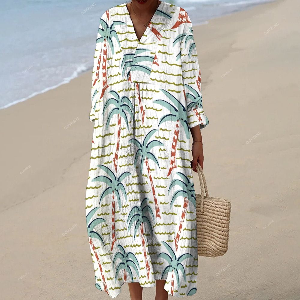 Women's Coconut Trees Printed Maxi Dress
