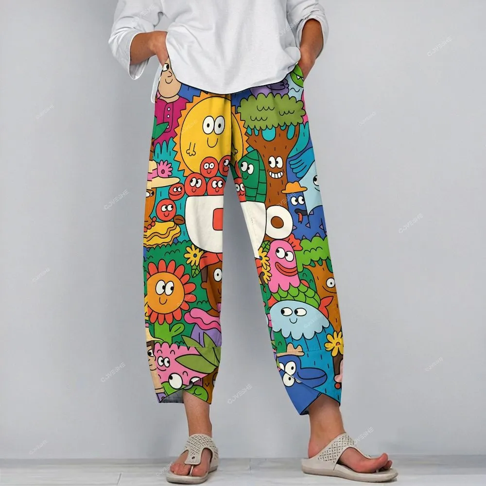 Funny Cartoon Print Sling Mini Dress