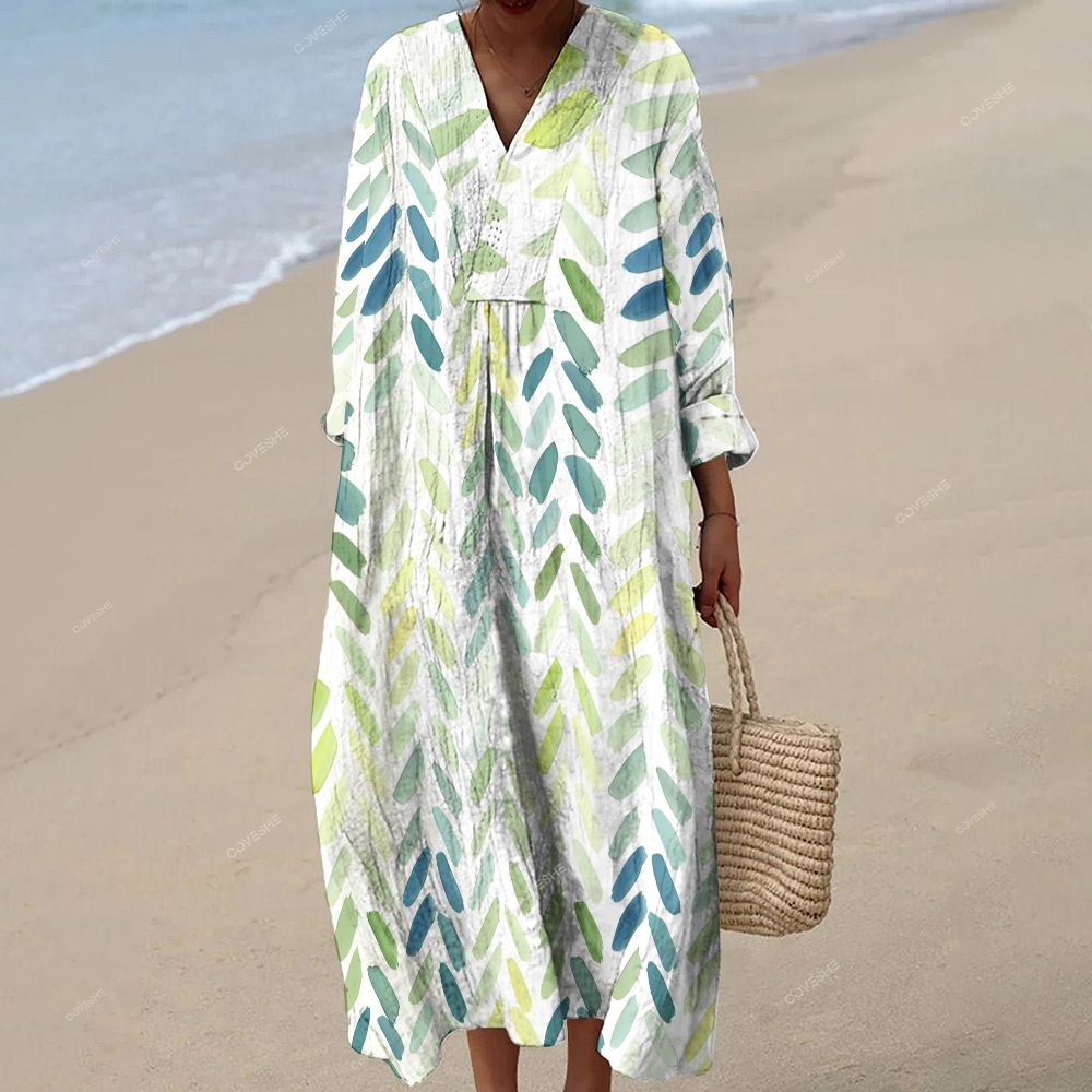 Women's Gradient Geometry Printed Maxi Dress