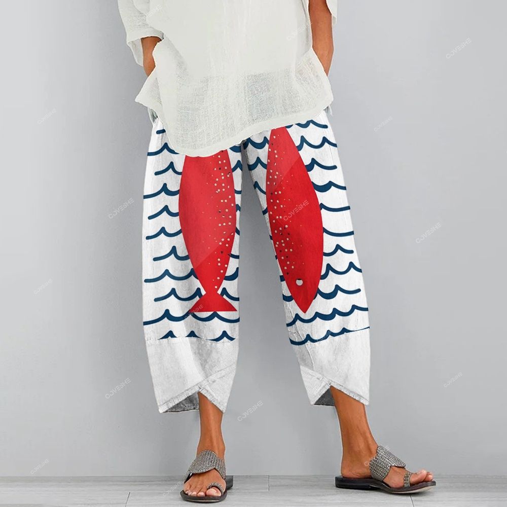 Women's Casual Cartoon Fish Printed Pants