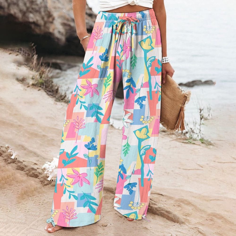 Women's Casual Flower Geometry Printed Pants