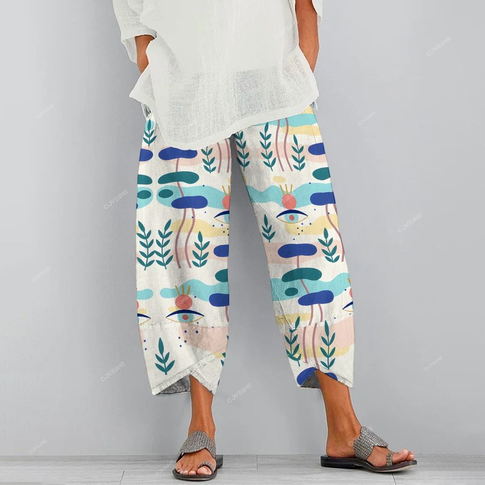 Women's Casual Artistic Eye Geometry Printed Pants