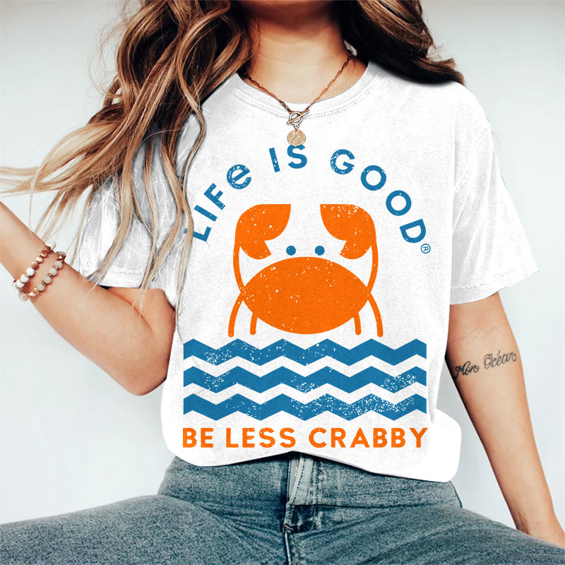 100% Cotton Women's LIFE IS GOOD Art Print Casual T-Shirt