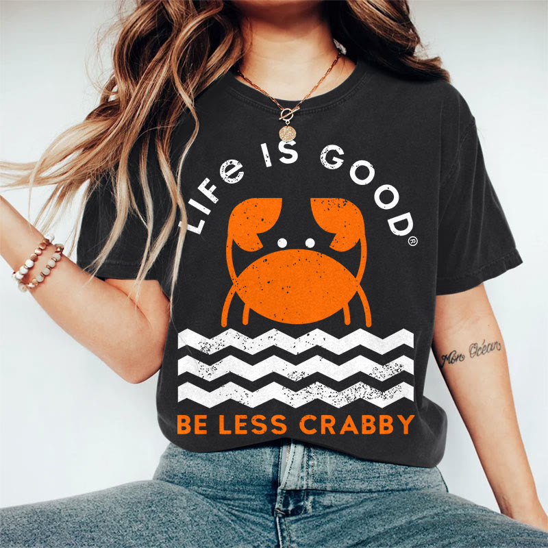 100% Cotton Women's LIFE IS GOOD Art Print Casual T-Shirt