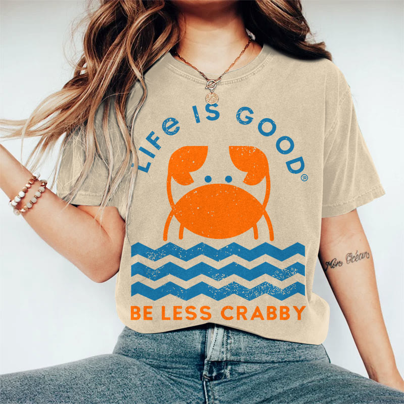 100% Cotton Women's LIFE IS GOOD Art Print Casual T-Shirt