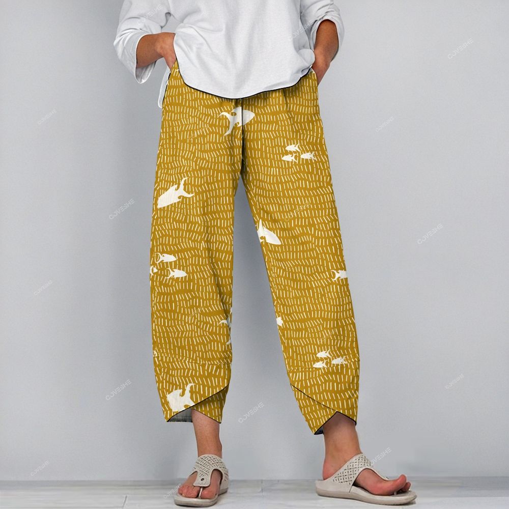 Women's Casual Geometric Fish Printed Pants
