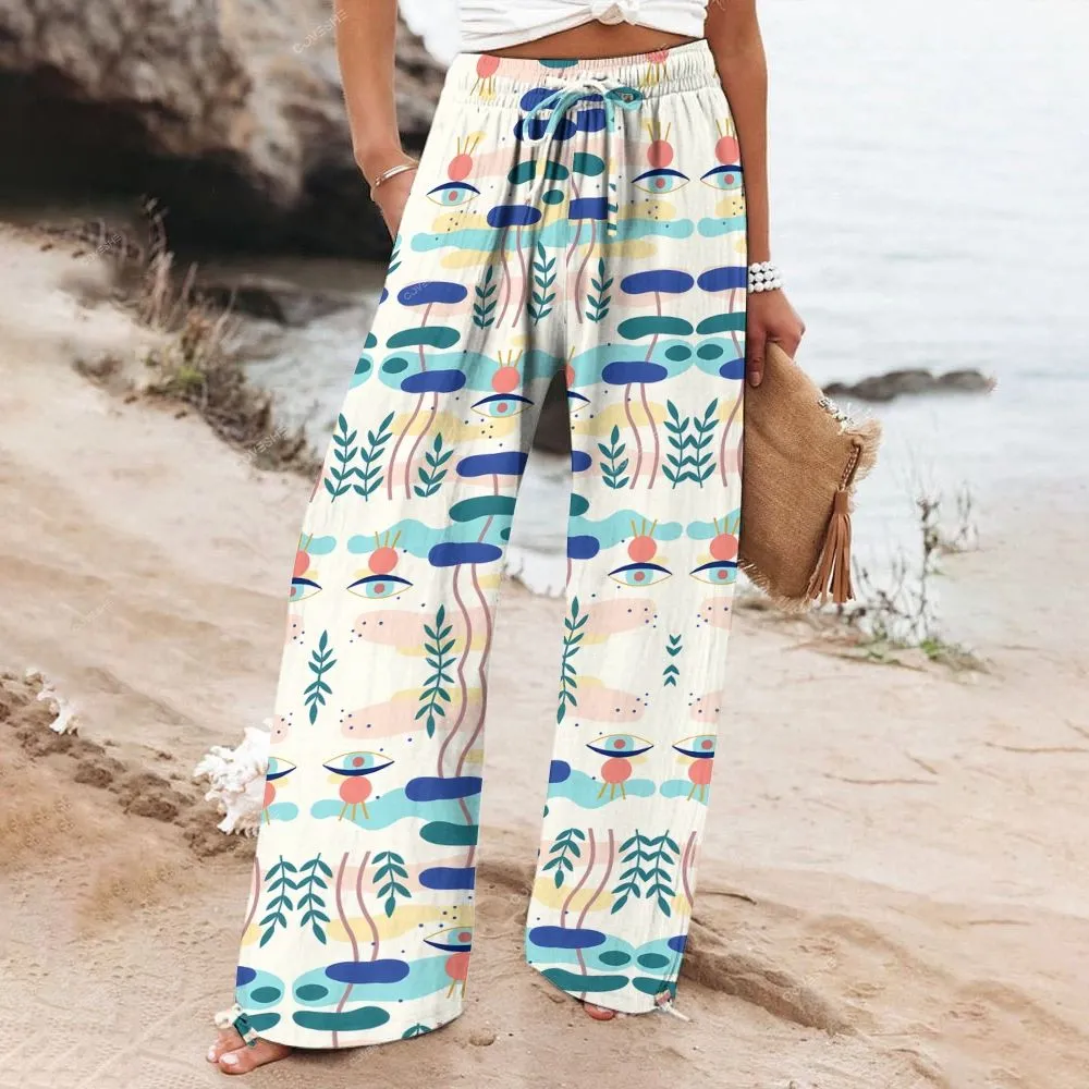 Women's Casual Artistic Eye Geometry Printed Pants