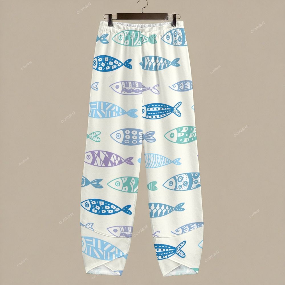 Women's Casual Colorful Geometric Fish Printed Pants