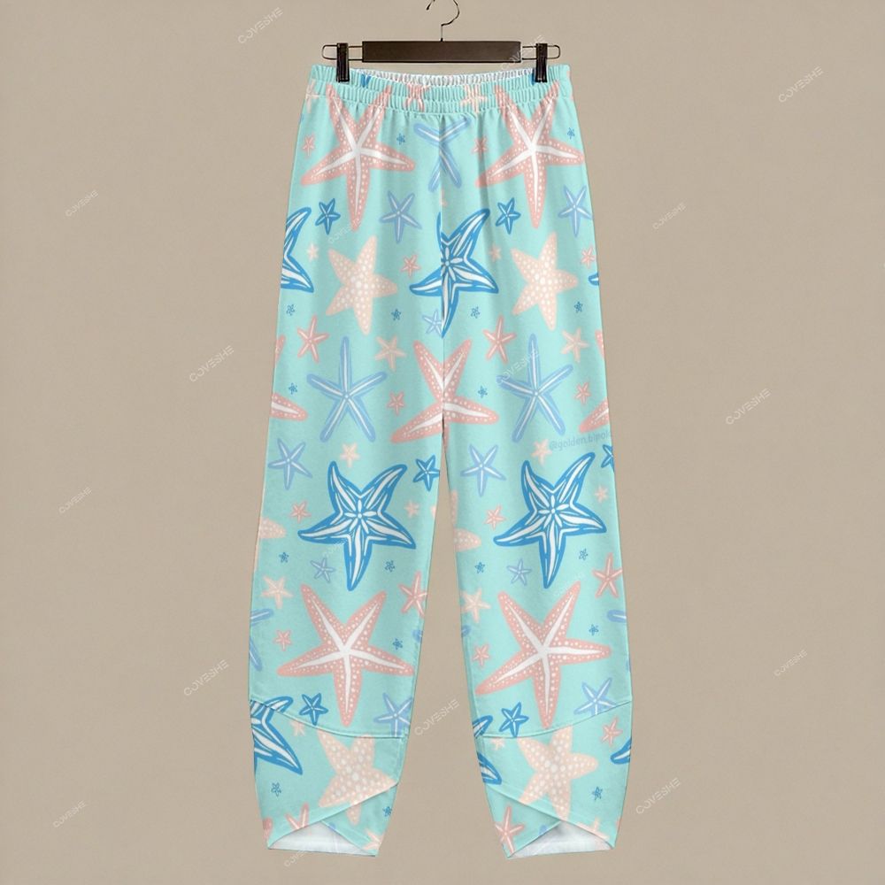 Women's Casual Colorful Cartoon Starfish Printed Pants