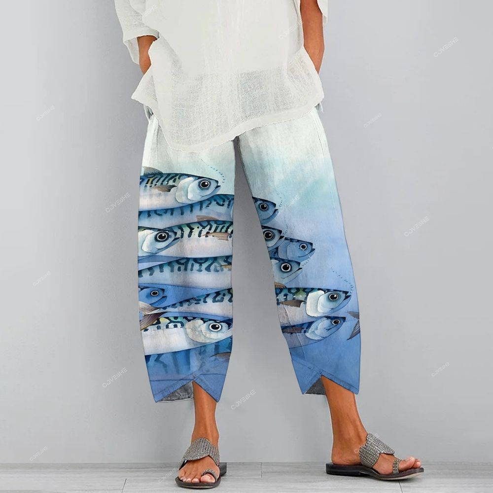 Women's Casual Gradient Sardines Printed Pants