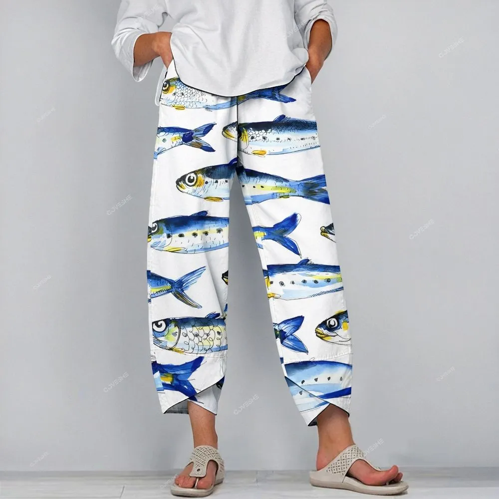 Women's Sleeveless Sardines Printed Dress