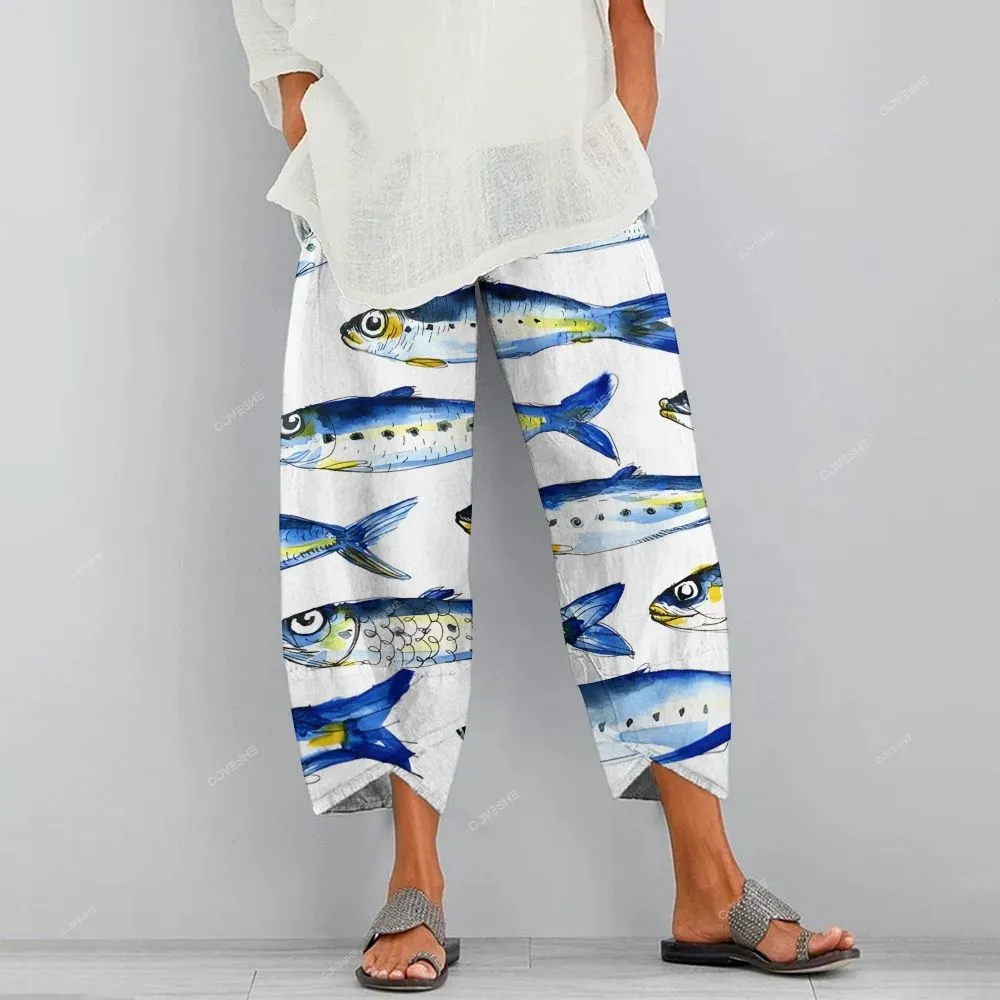 Women's Sleeveless Sardines Printed Dress