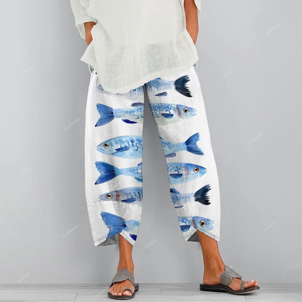 Women's Casual Sardines Printed Pants