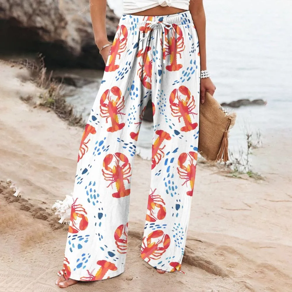 Women's Lobster Printed Flowy Dress