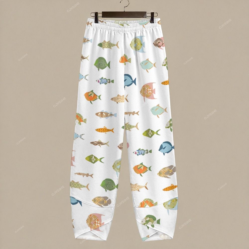 Women's Casual Colorful Cartoon Fish Printed Pants