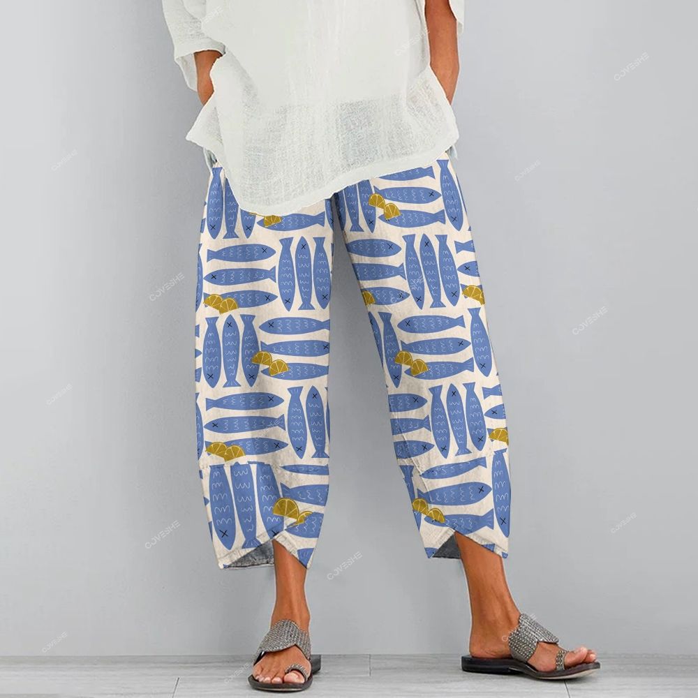 Women's Casual Sardines Printed Pants