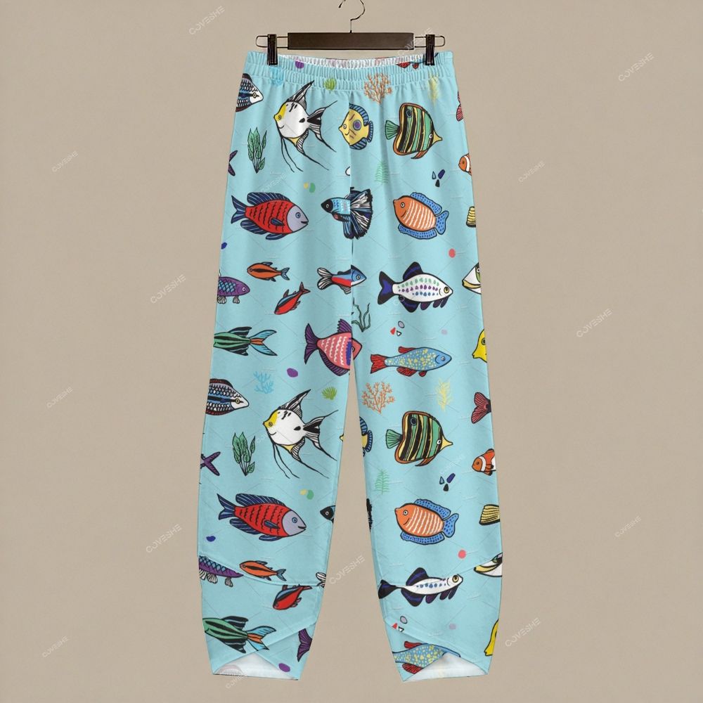Women's Casual Colorful Cartoon Fish Printed Pants