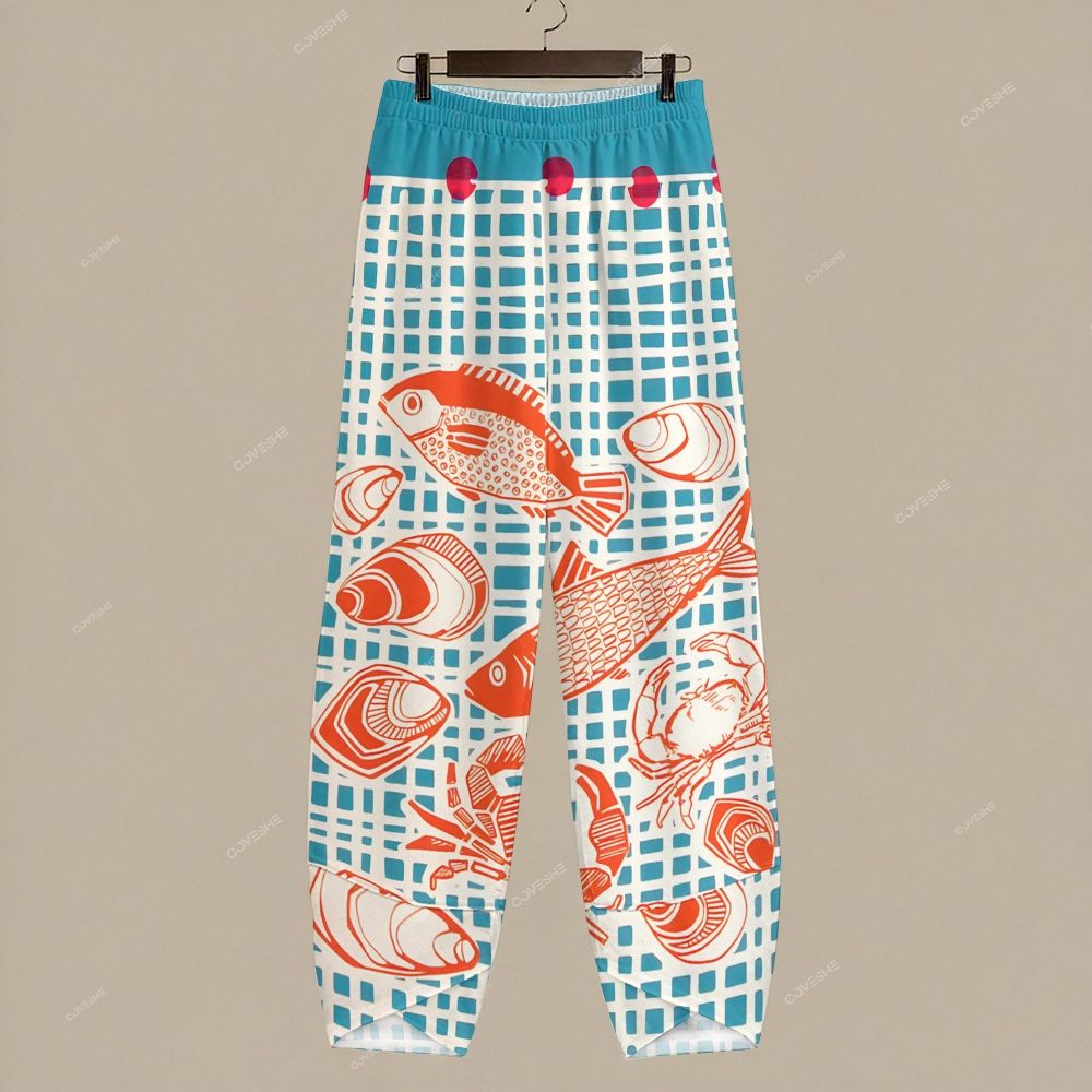 Women's Casual Geometric Fish Shell Printed Pants