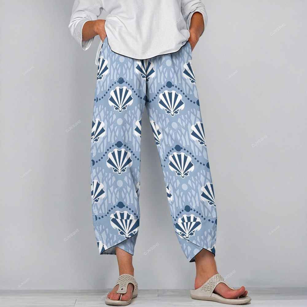 Women's Casual Cartoon Vintage Shell Printed Pants