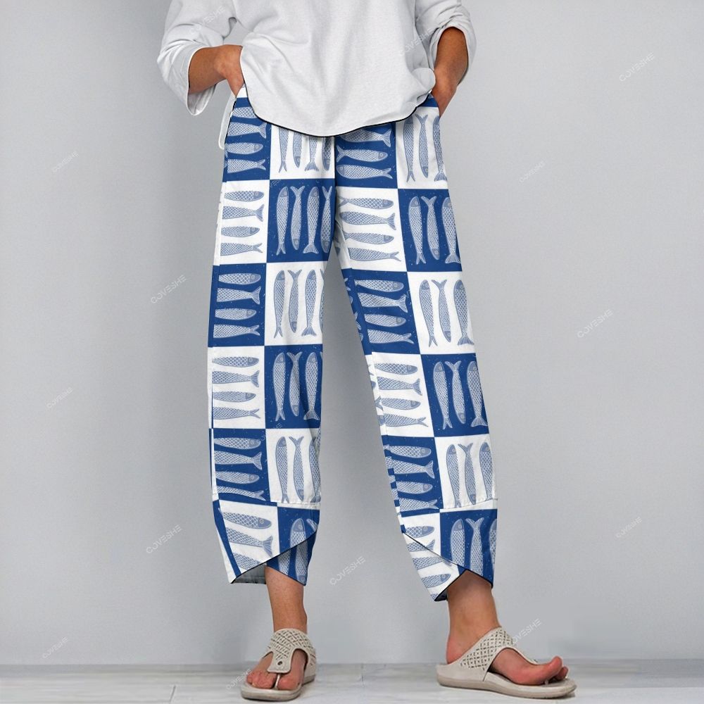 Women's Casual Sardines Printed Pants