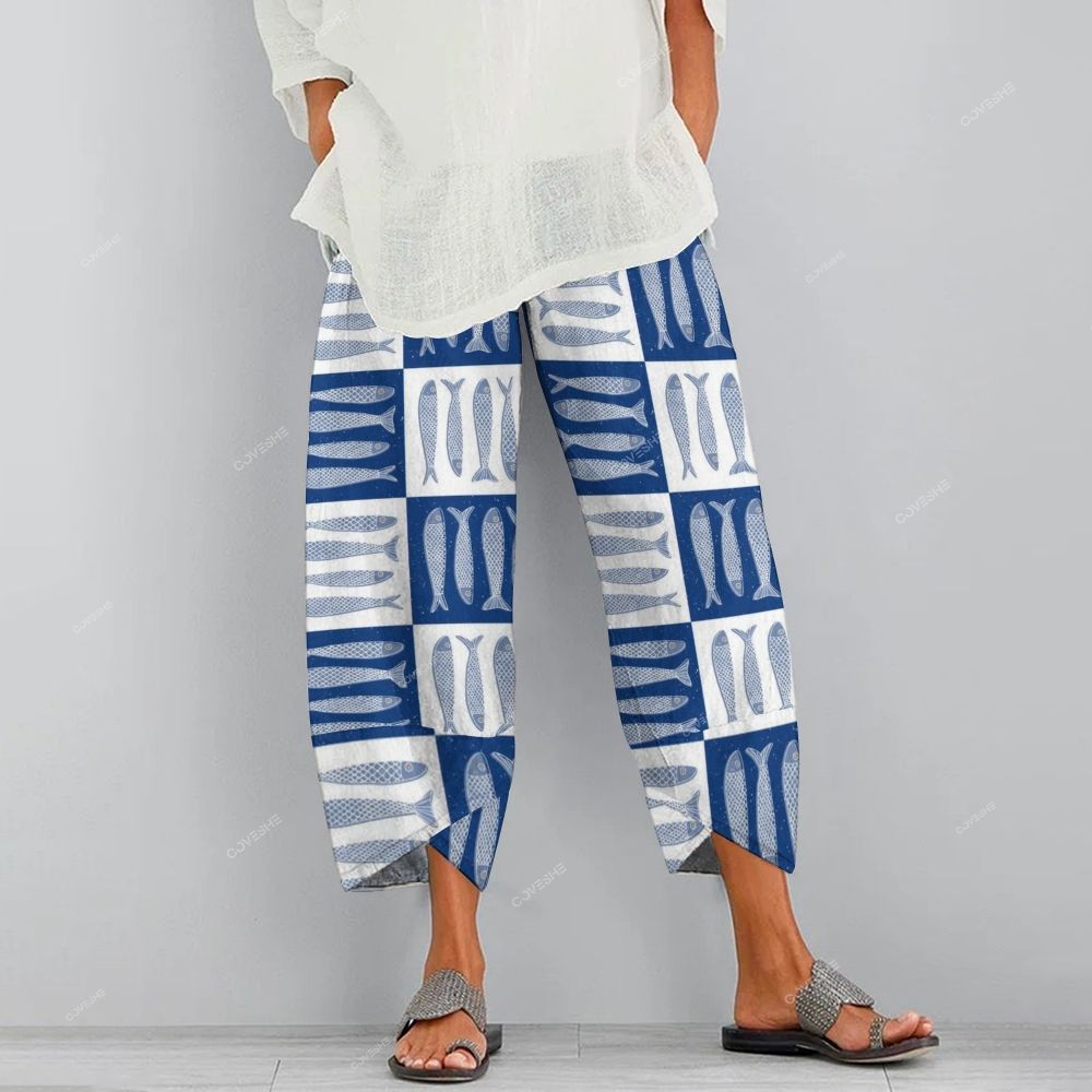 Women's Casual Sardines Printed Pants