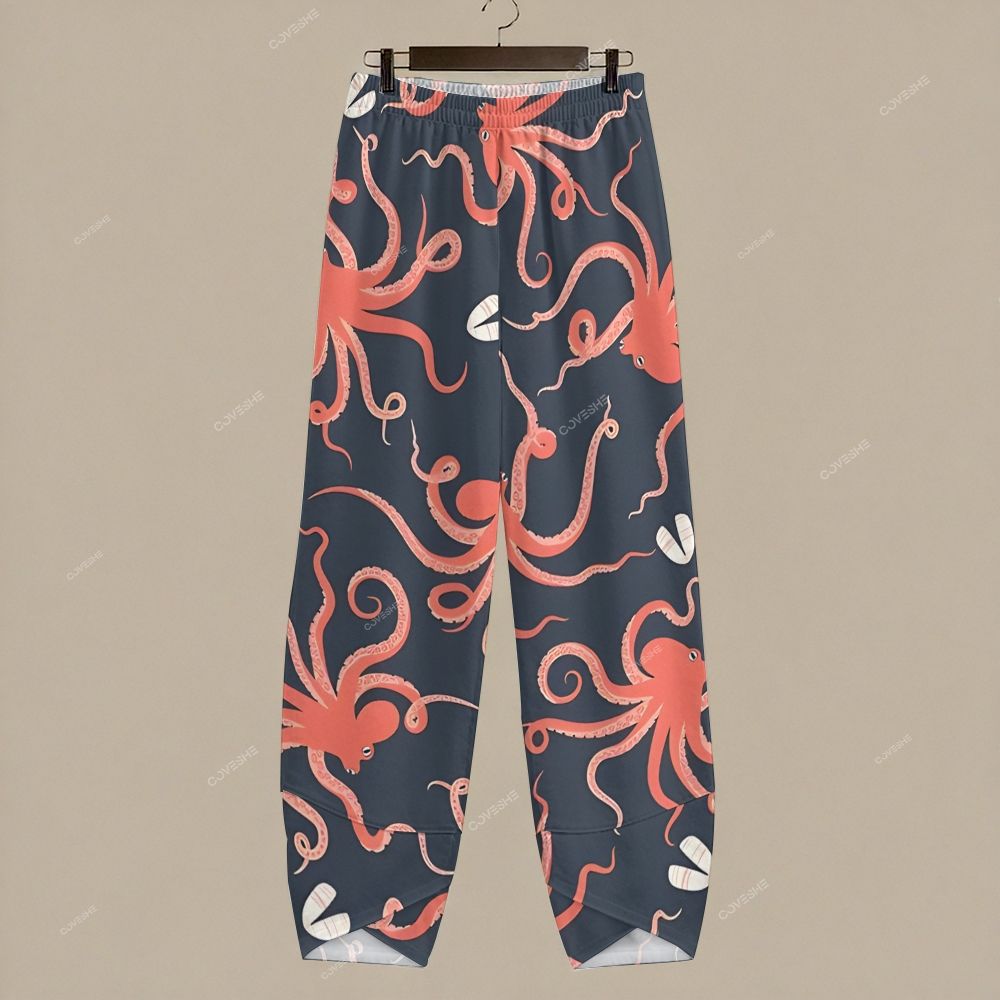 Women's Casual Cartoon Octopus Printed Pants