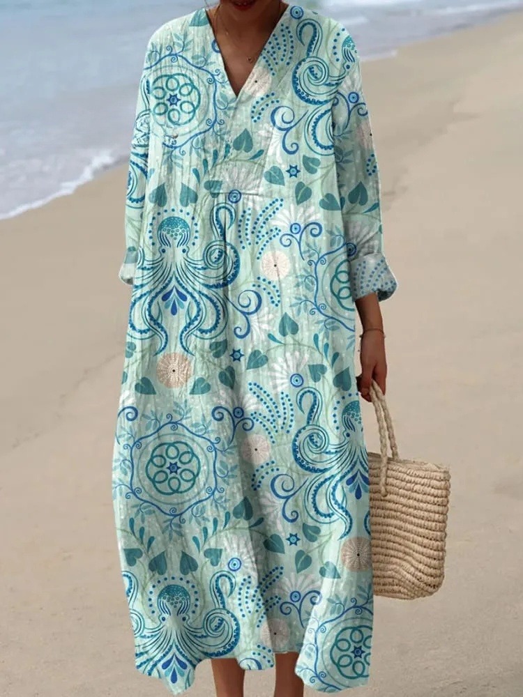 Women's Vintage Octopus Art Print Dress