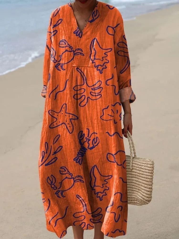 Women's Crab and Shell Art Print Dress