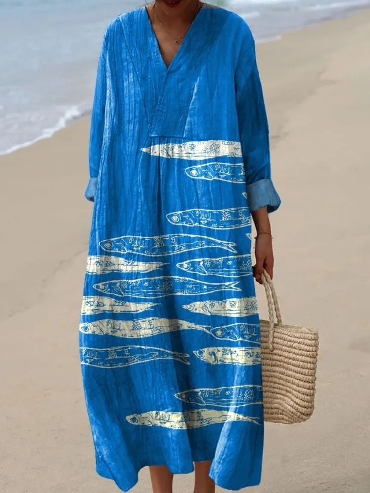 Women's Fashion Fish Art Print Dress