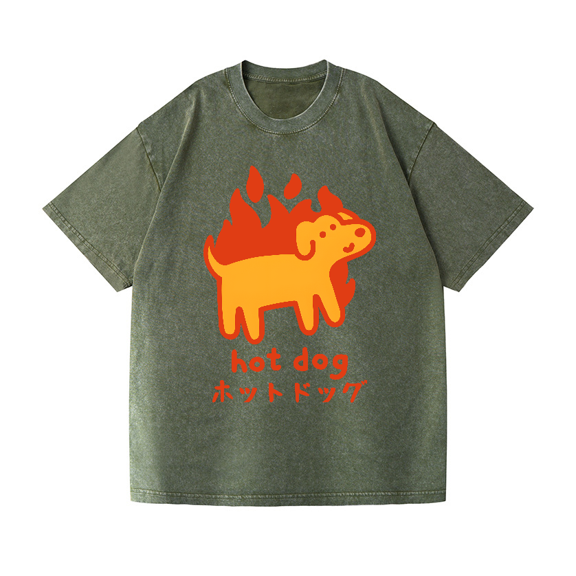Hot Dog Vintage Wash Japanese Design T-Shirt