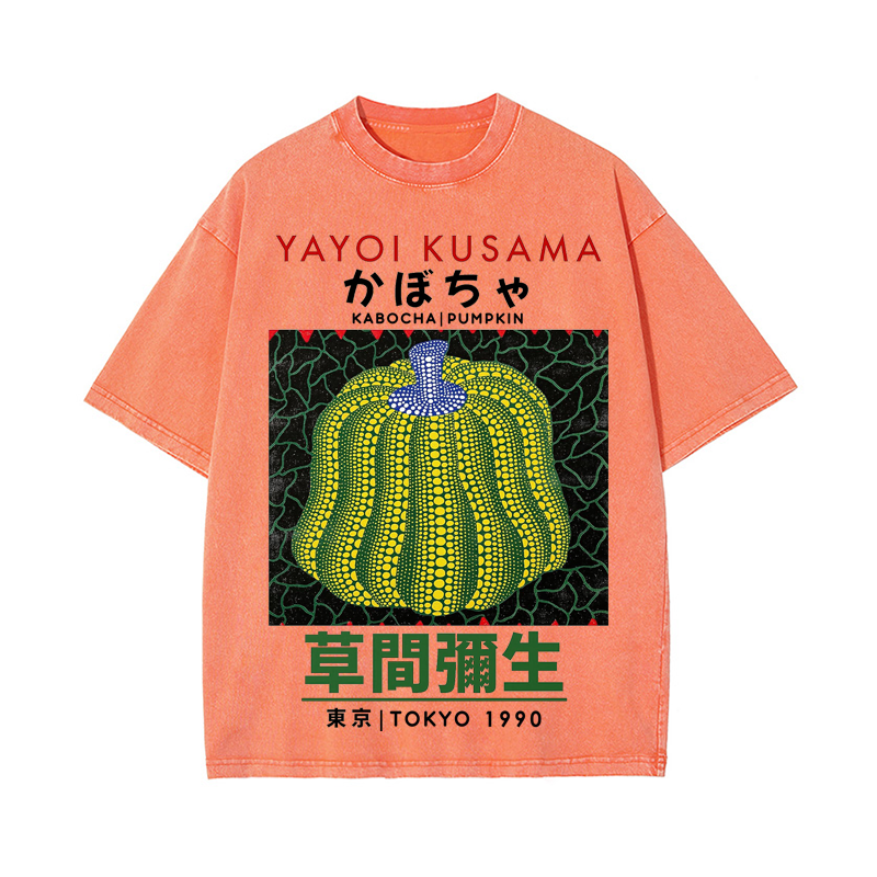 Yayoi Kusama's Pumpkin Vintage Wash Japanese Design T-Shirt