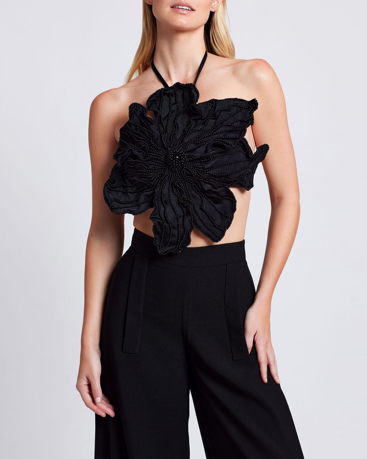 Beaded floral swimsuit and pants