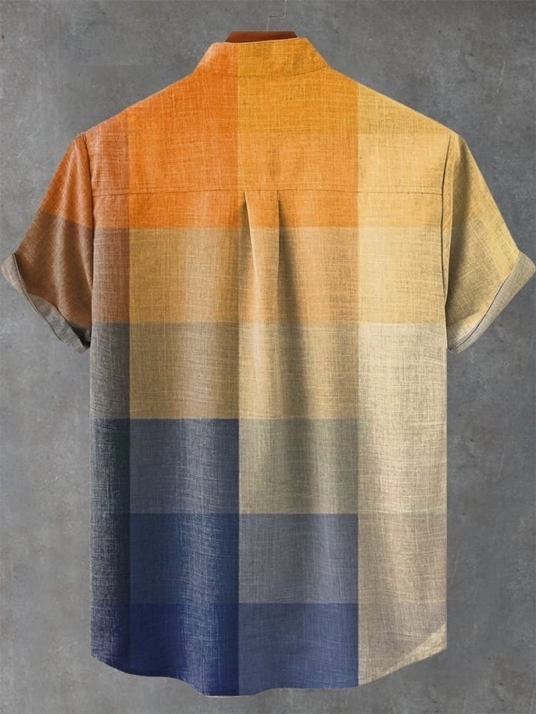 Yellow Blue Art Mosaic Gradient Art Print Casual Shirt