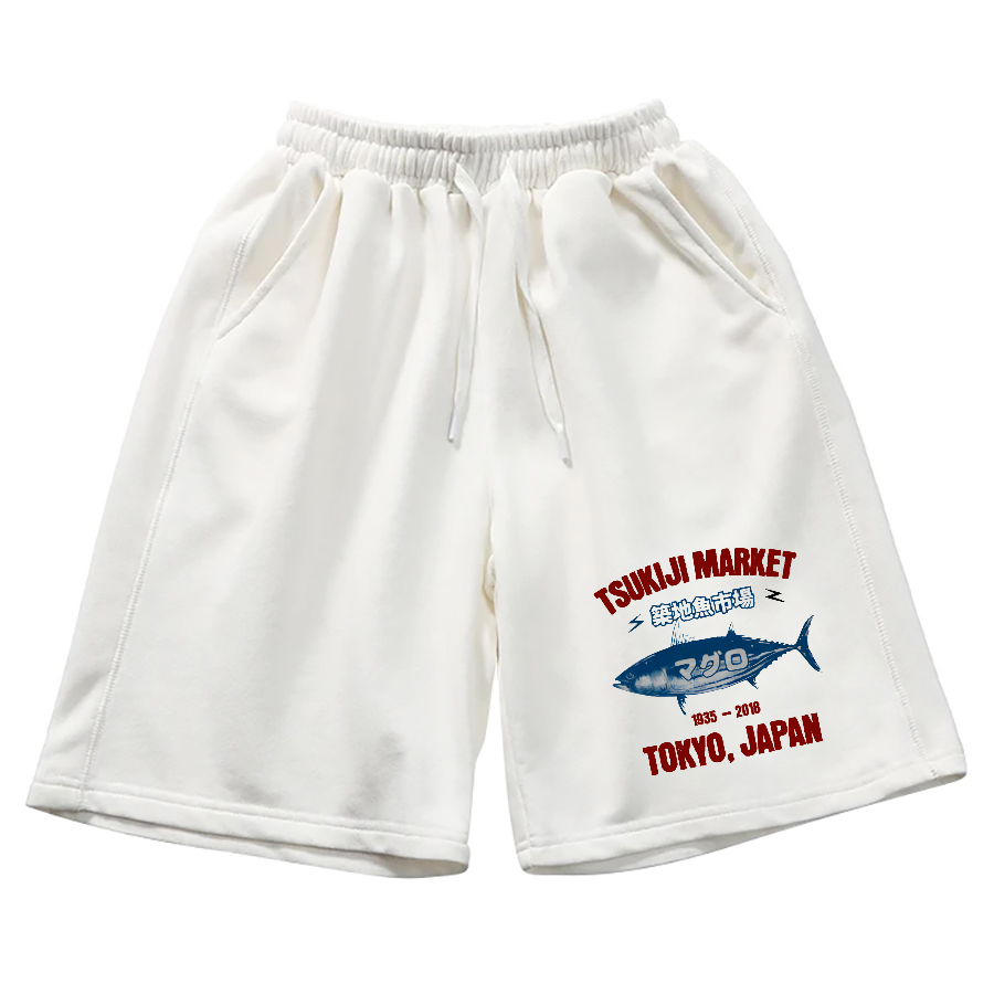 Tsukiji Fish Market  Cotton Casual Shorts