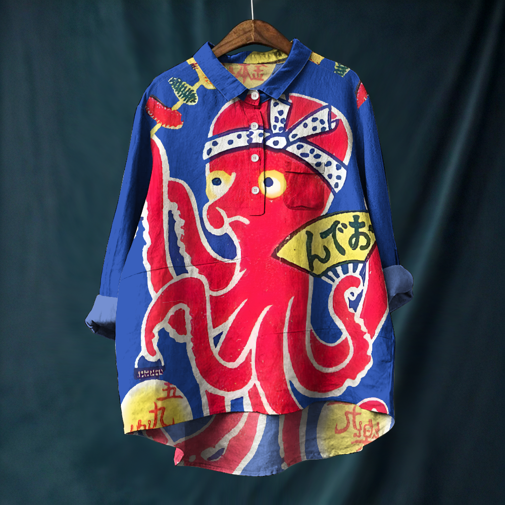 Women's Octopus Printed Casual Long Sleeve Shirt