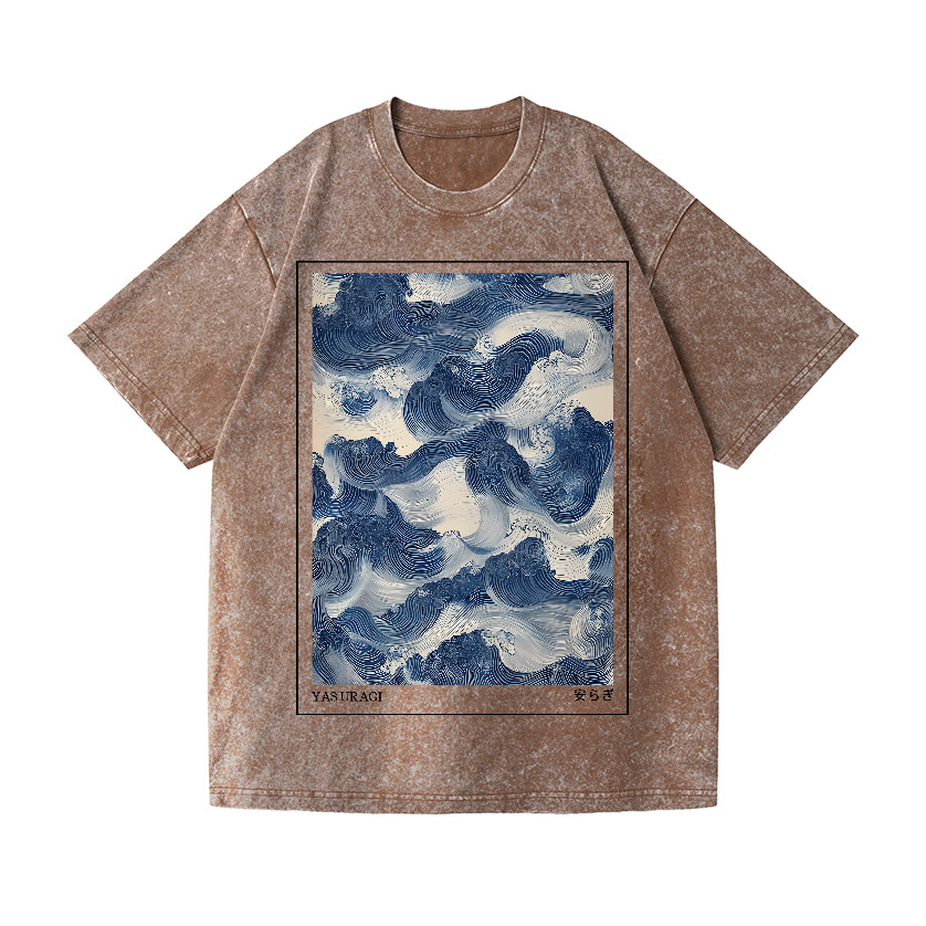 Yasuragi Wave Vintage Wash Japanese Design T-Shirt
