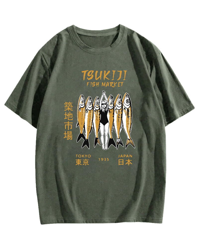 Tokyo Seafood Tsukiji Market Cotton casual T-shirt