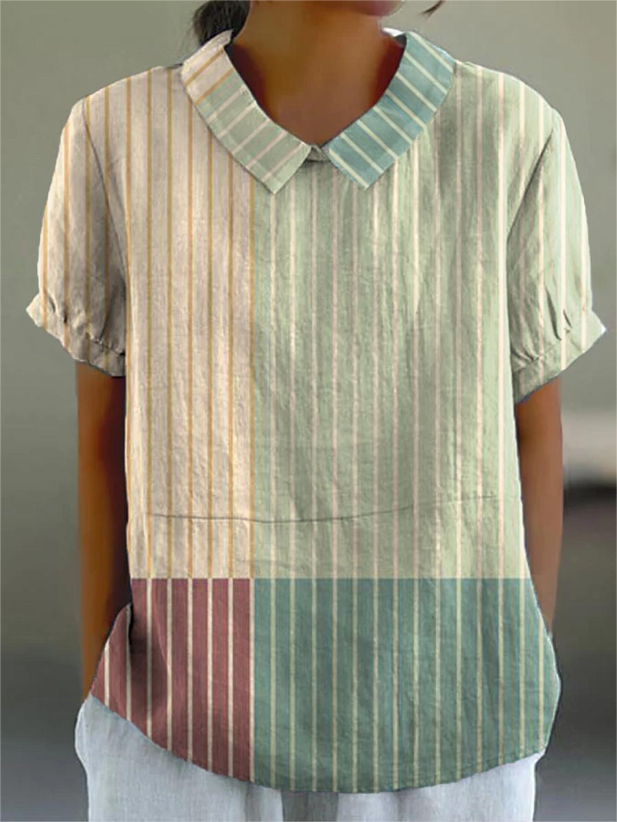 Women's Artistic Geometric Lines Print Casual Shirt