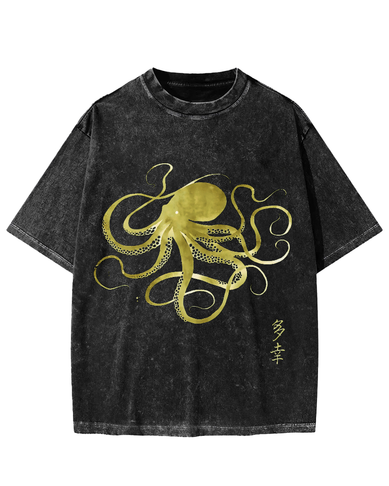 Japanese Octopus Vintage Washed T-shirt